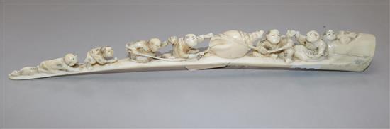 A Japanese walrus tusk carving, early 20th century